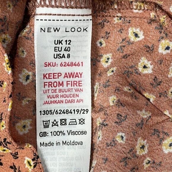 New Look Ditsy Floral Mini Dress Peach ASO Sweet Magnolias Sz 8 - Picture 15 of 15